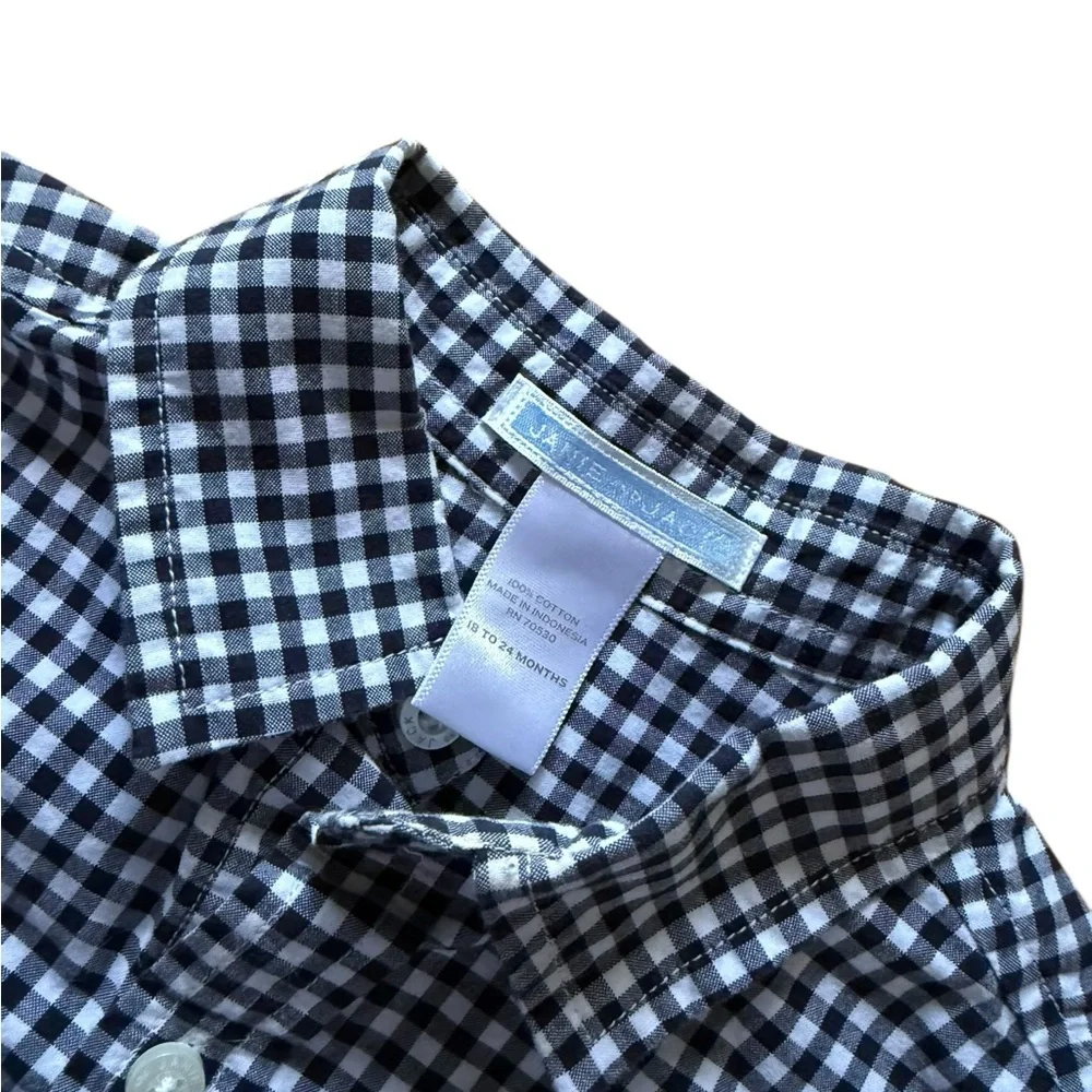 Janie and Jack Navy and White Gingham Button-Down Shirt Size 18 MO - 24 MO